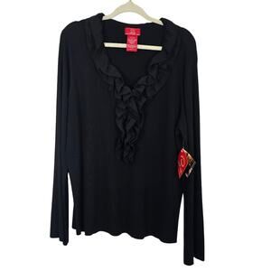 MF Oscar de la Renta Black Ruffled Women's Top NWT Vintage Y2K Deadstock Size 3X